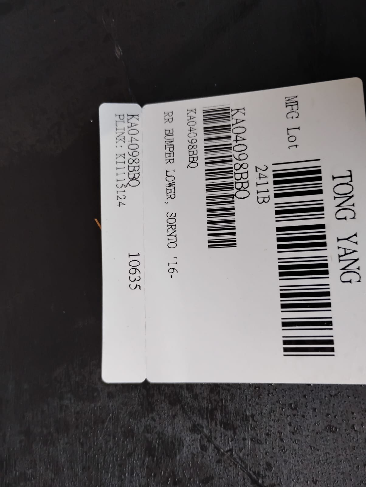 KIA SORENTO 2016 2018 Rear bumper cover lower w/o Sport Pkg; w/Parking Assist; w/Tow Hook Hole; prime