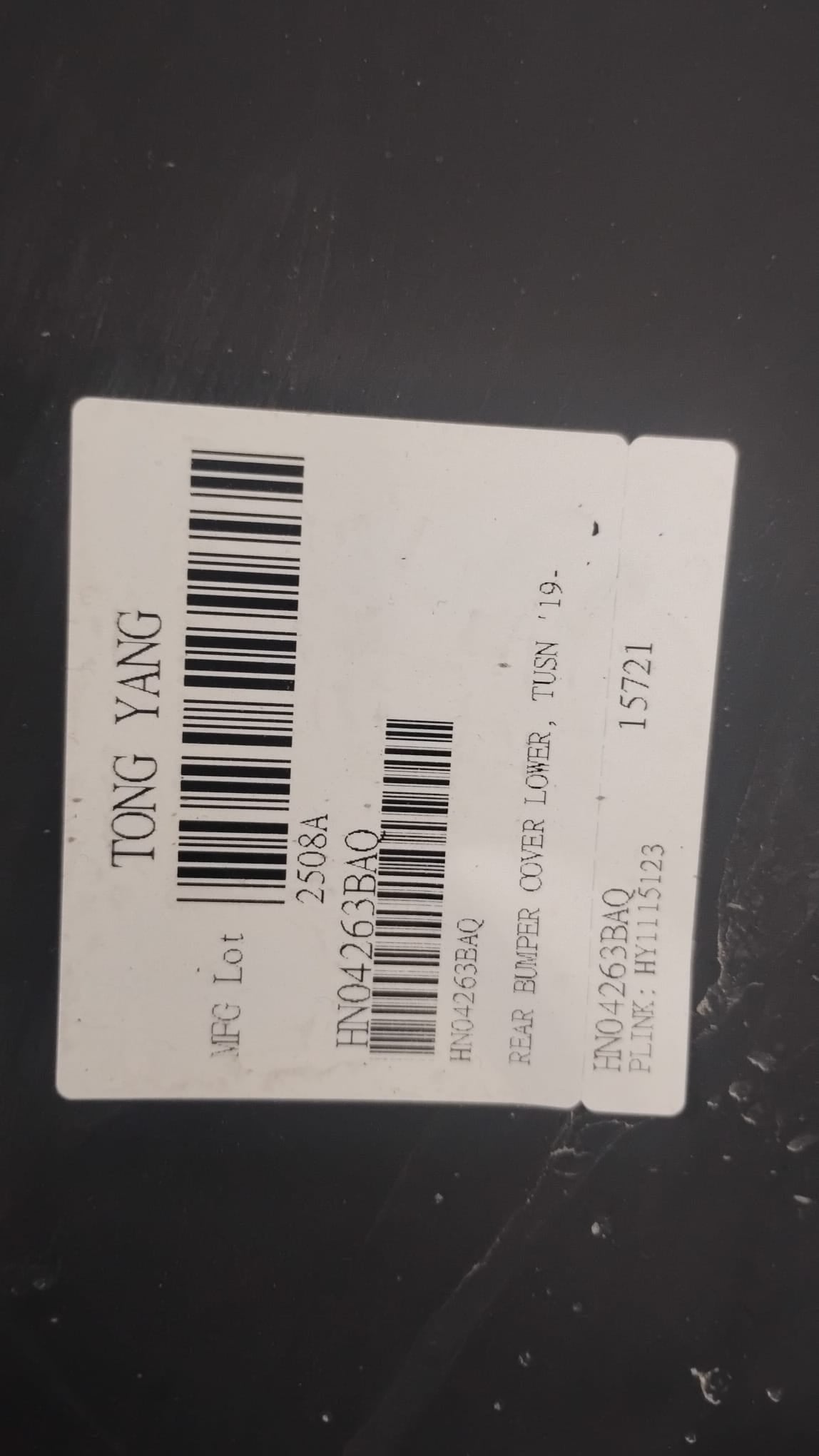 HYUNDAI TUCSON 2019-2021 Rear bumper cover lower w/Skid Plate; Textured