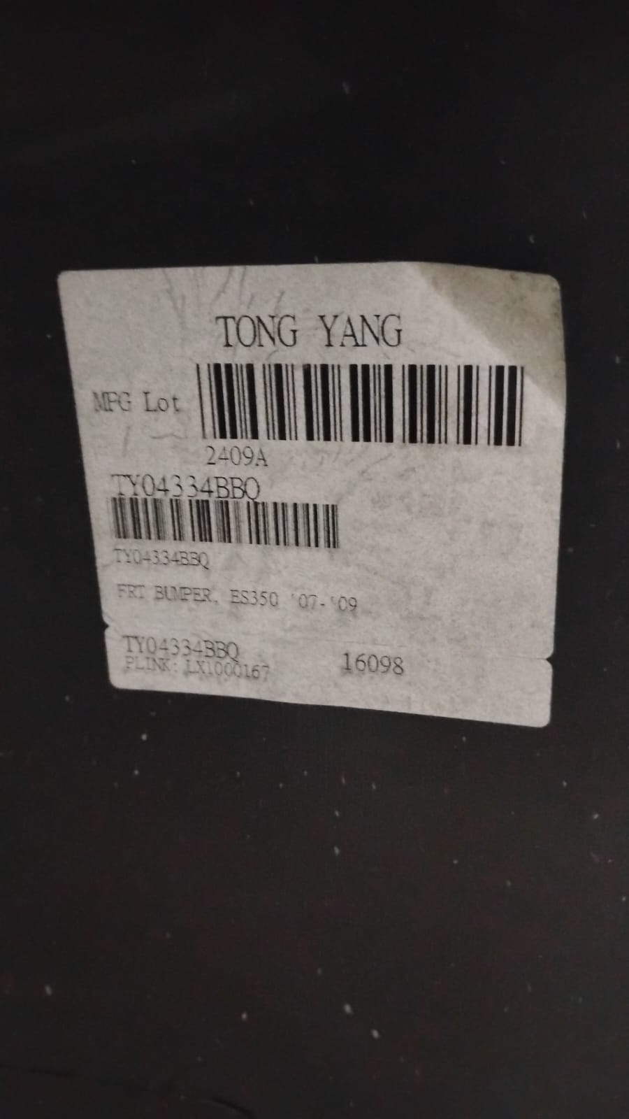 LEXUS  ES350 2007 2009 Front bumper cover w/o Parking Sensor; prime