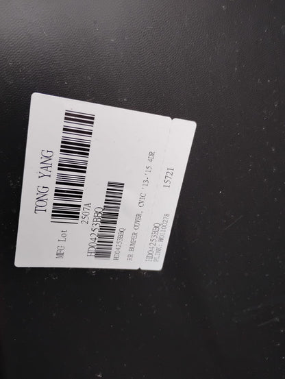 HONDA CIVIC 2013 2015 Rear bumper cover 1.8L; Sedan; prime