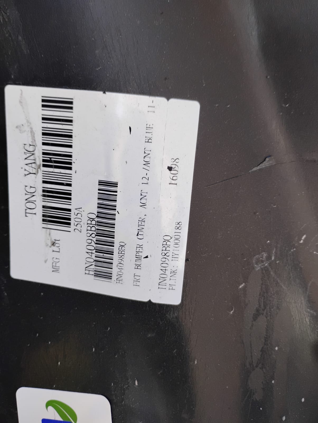 HYUNDAI ACCENT 2012 2013 Front bumper cover all; prime