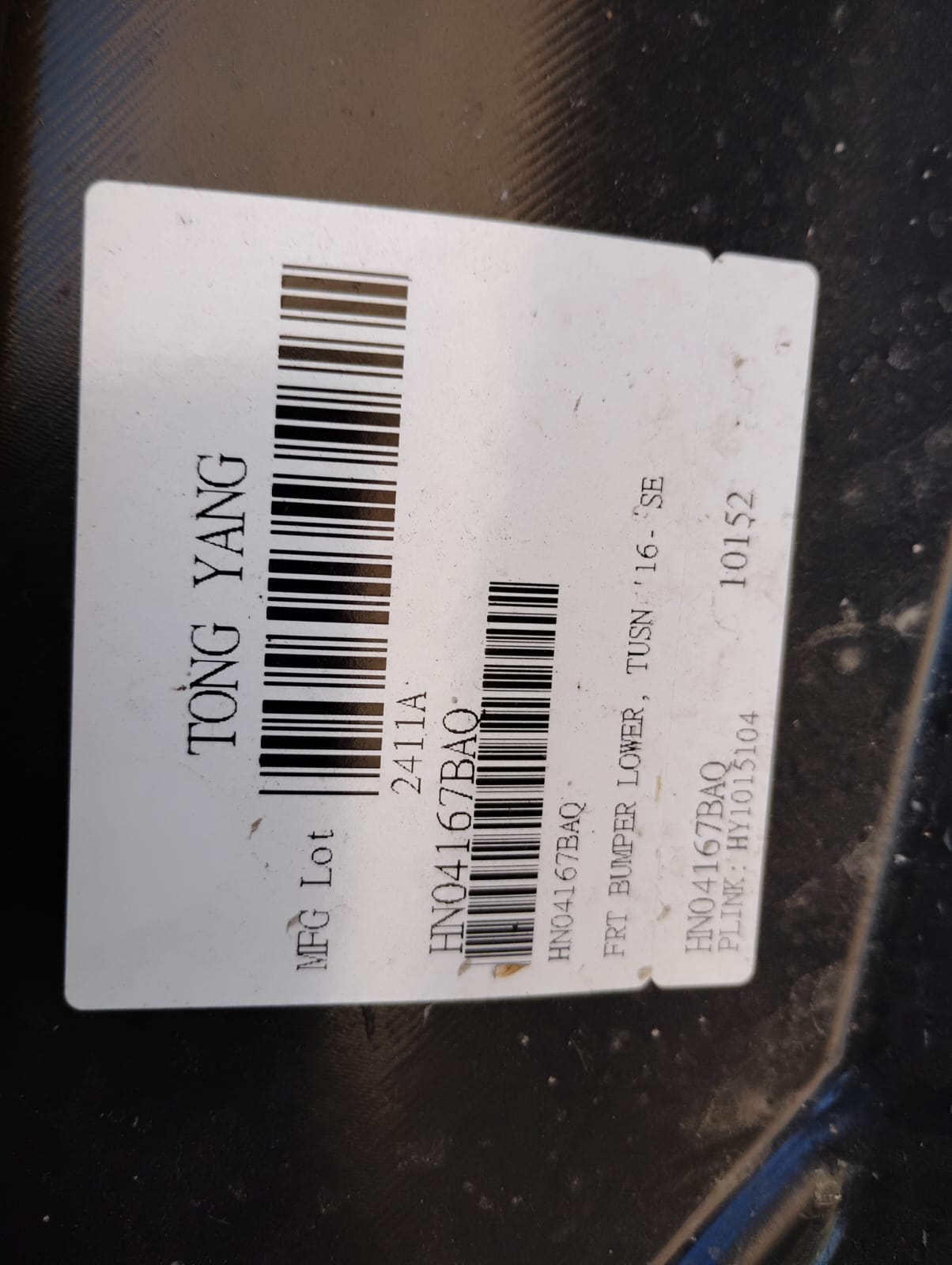 HYUNDAI TUCSON 2016 2018 Front bumper cover lower w/o Skid Plate