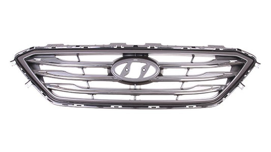 HYUNDAI SONATA 2015-2017 Grille assy Sport Type; w/o Auto Cruise; Silver/Chrome