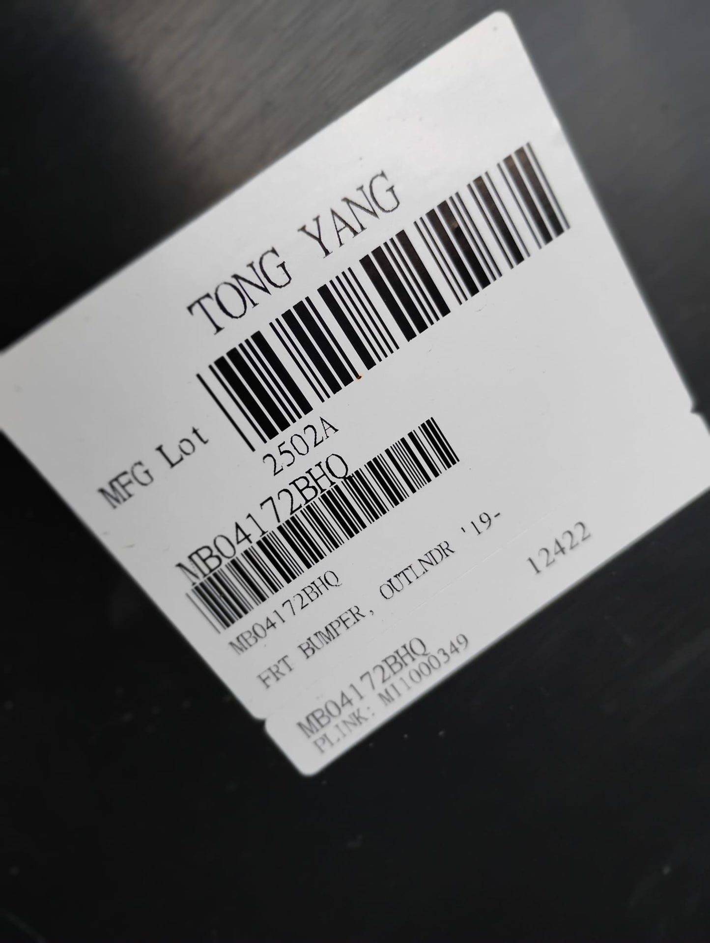 MITSUBISHI OUTLANDER 2019 FRONT BUMPER