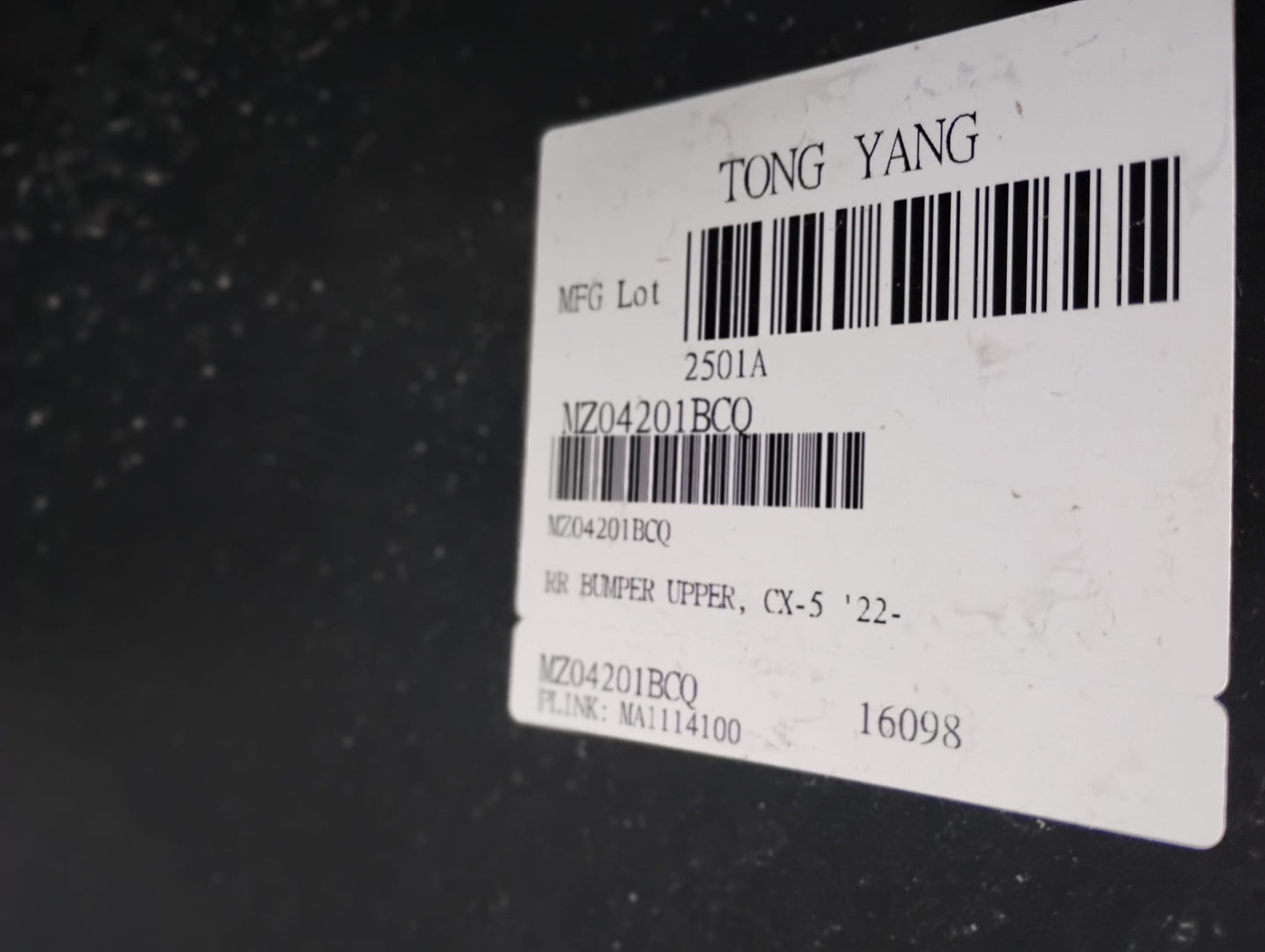 MAZDA CX-5 2022 2023 Rear bumper cover upper w/o Parking Sensors; Hiroshima Plant; prime